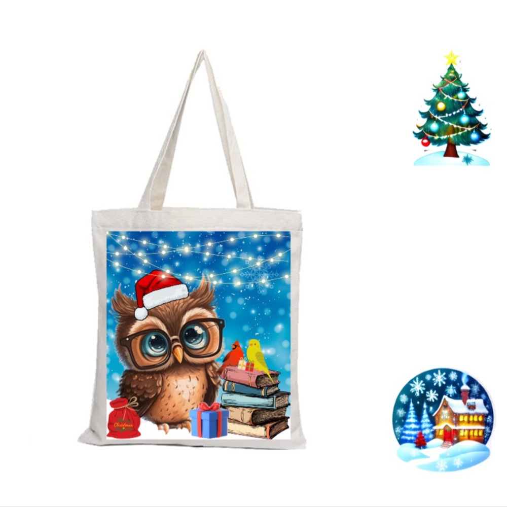 Christmas Owl Tote Bag
